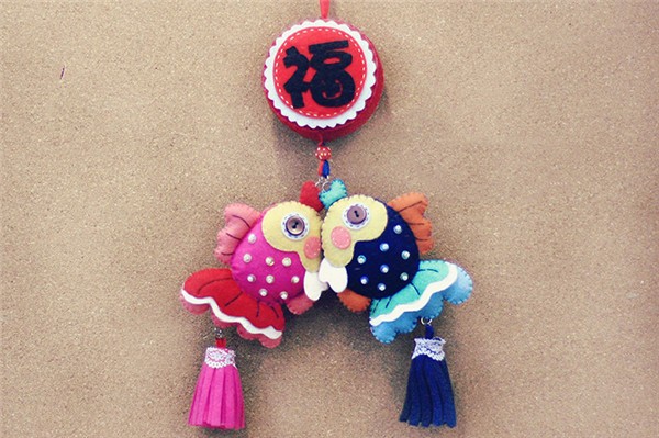 Non-woven DIY handmade small fish blessing car decoration pendant