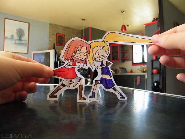 The combination of cute cartoon characters and the real world