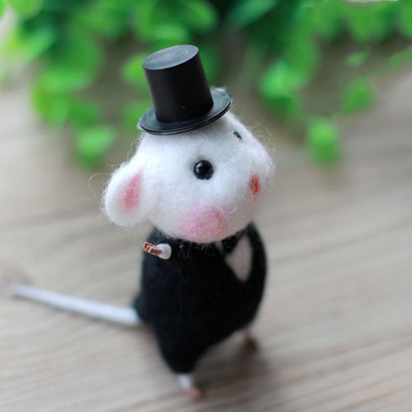 Wool felt handmade DIY products - Cute and cute elf mouse boy in gentleman costume