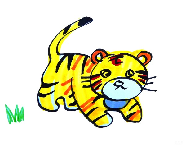 Learn to draw simple drawings, playing tigers