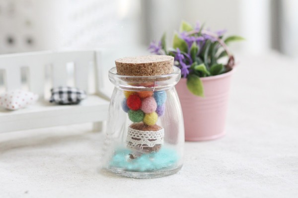 The world in three cute little bottles DIY made from wool felt