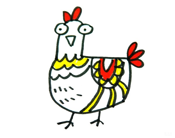 Learn to draw simple strokes, tutorial on how to draw a little rooster