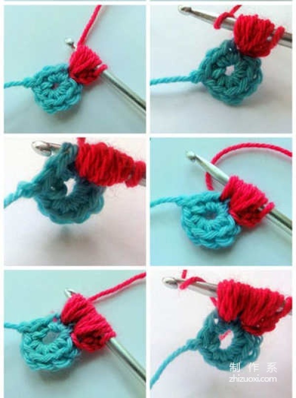 Hand knitting three-dimensional wool crochet flower hand knitting, a very textured crochet flower