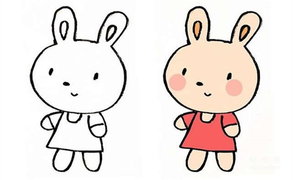 Learn to draw simple drawings, simple drawings of a bunny wearing a skirt