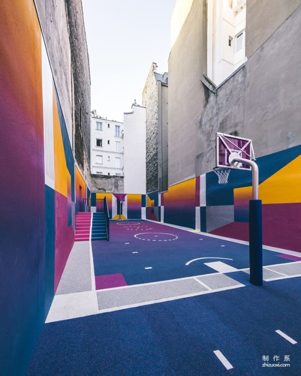 Rainbow Basketball Court in Paris