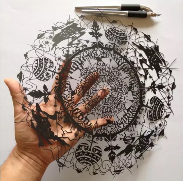 Picture display of creative paper-cut art works