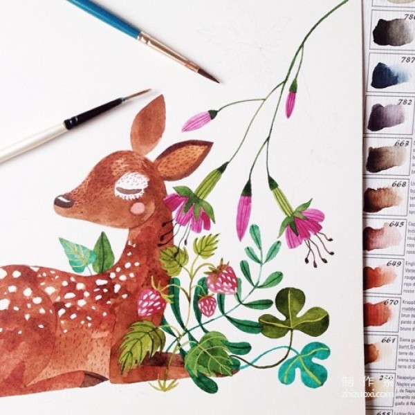 Super beautiful fairy tale style hand-painted watercolor paintings