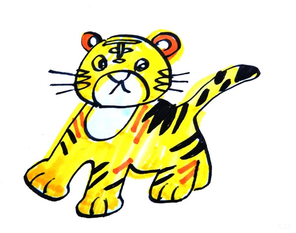 Learn to draw simple strokes, a simple drawing tutorial of a little tiger