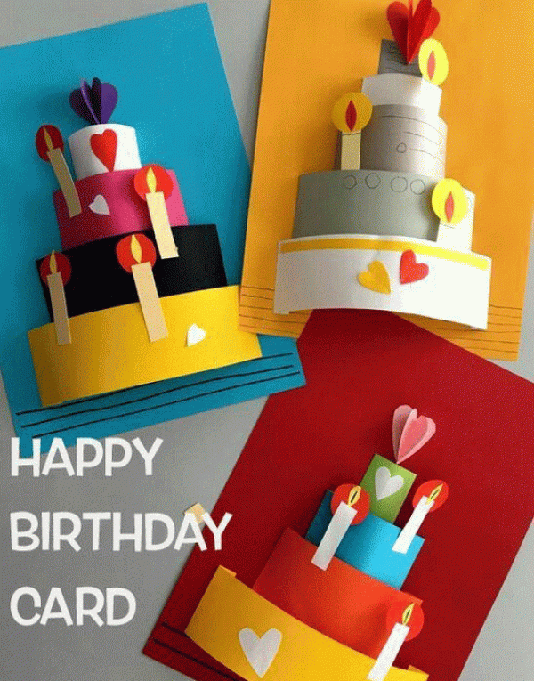 Simple three-dimensional cake greeting card DIY illustrated steps