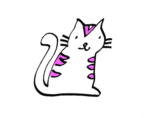 Learn to draw simple drawings, patterned cats