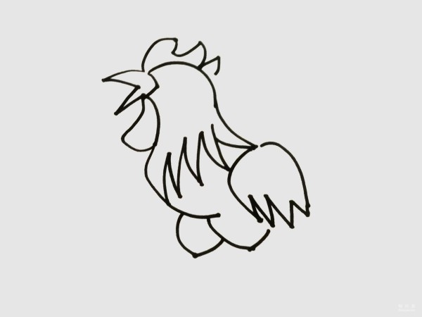 Learn to draw simple strokes, tutorial on how to draw a big rooster