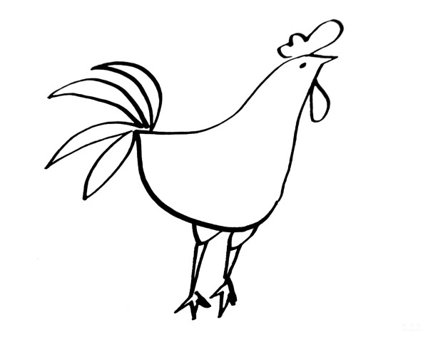 Learn to draw a simple drawing of a brave big rooster