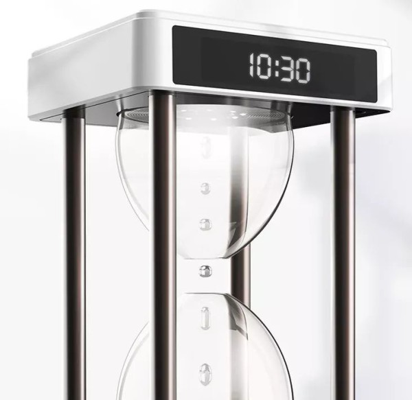 A very stylish hourglass-shaped air purifier