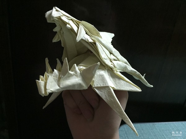 Paper art handmade origami art, qqpika original real-shot super handsome giant dragon head [bone] handmade origami real-shot tutorial