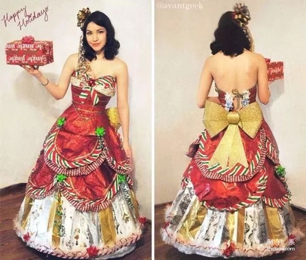 Princess dress made of wrapping paper - repurposed old items