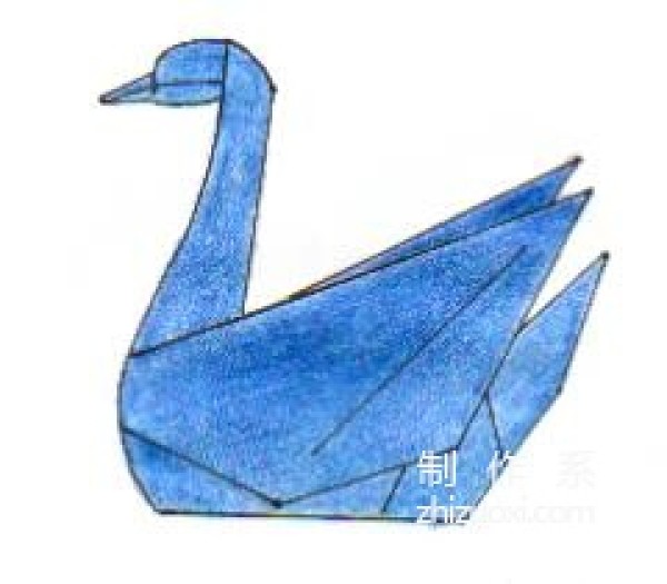 Paper art hand-making tutorial, bird origami swan Blue swan hand-made origami hand-drawing paper tutorial