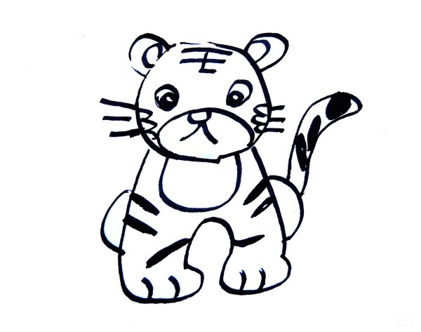 Learn to draw simple drawings, big tiger