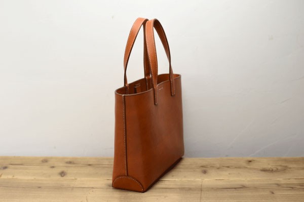 DIY hand-stitched Italian leather tote bag