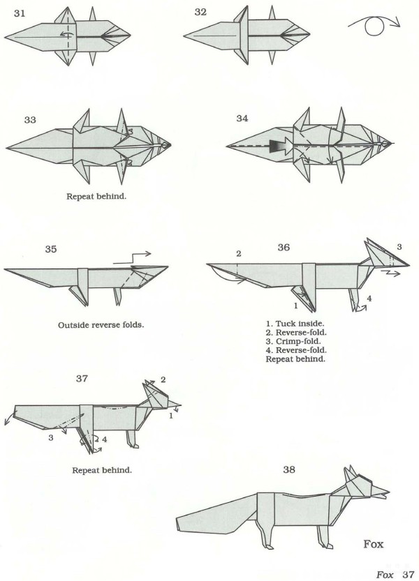 Paper art handmade origami art, John Montroll animal origami fox handmade origami drawing tutorial
