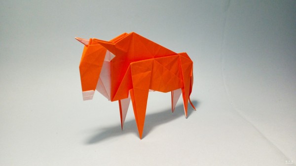 Paper art handmade origami art, animal origami cute version of wildebeest HD handmade origami illustrated tutorial