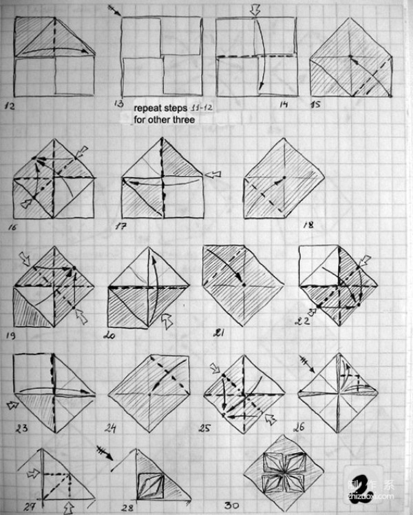 Paper art hand-making tutorial, origami plug-in combination multi-unit flower ball hand-made origami hand-drawing paper tutorial