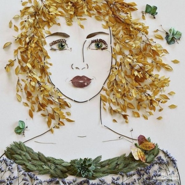 Artist Vicki Rawlins creates portraits using branches and flowers