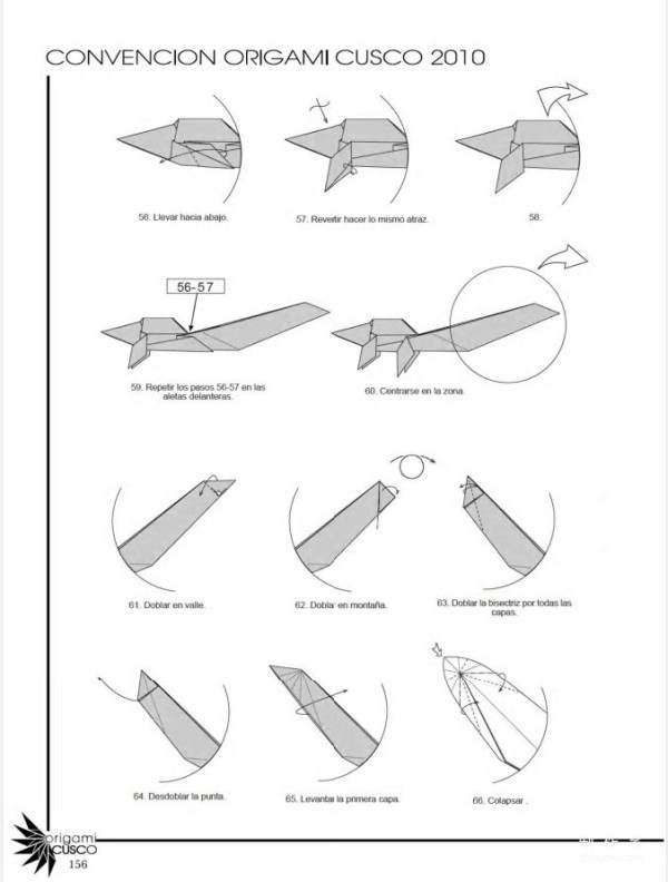 Origami art hand-making tutorial, David Llanque plesiosaur animal origami hand-making drawing tutorial