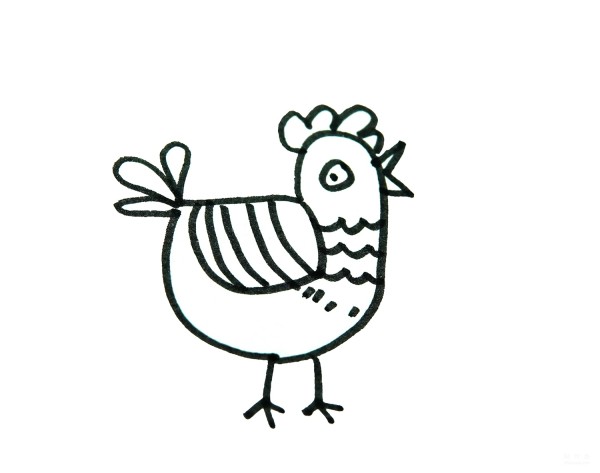 Learn to draw simple strokes, step-by-step tutorial on how to draw a chicken