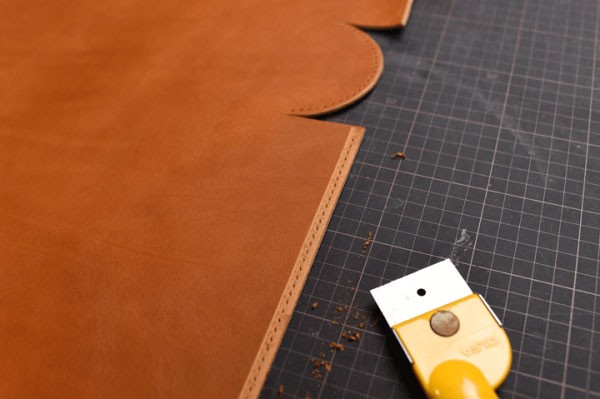 DIY hand-stitched Italian leather tote bag