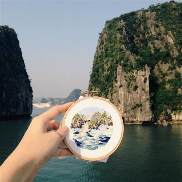 Hand embroidery DIY expression of landscape art