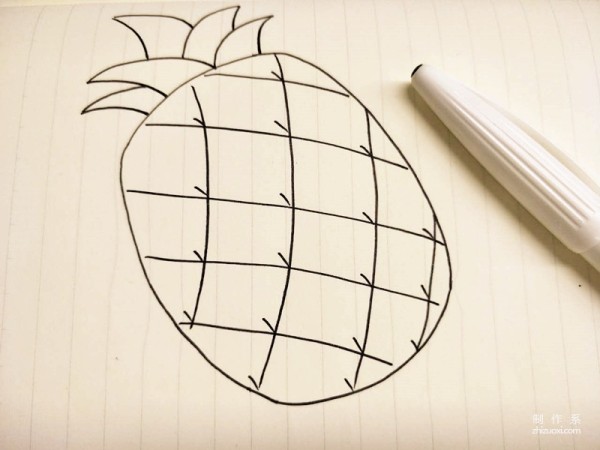 Learn to draw simple strokes, pineapple