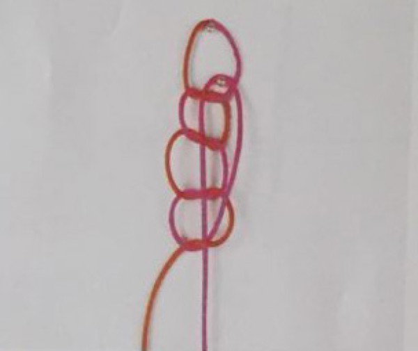 Illustration of how to knit the Chinese knot caisson knot