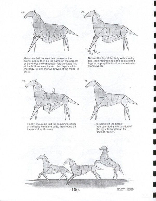 Paper art hand-making tutorial, Ronald Koh animal origami horse hand-made origami drawing tutorial