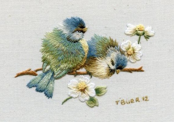 Trish’s flower and bird embroidery creations