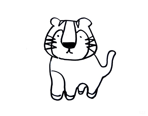 Learn to draw simple strokes, a simple way to draw a little tiger wearing a crown