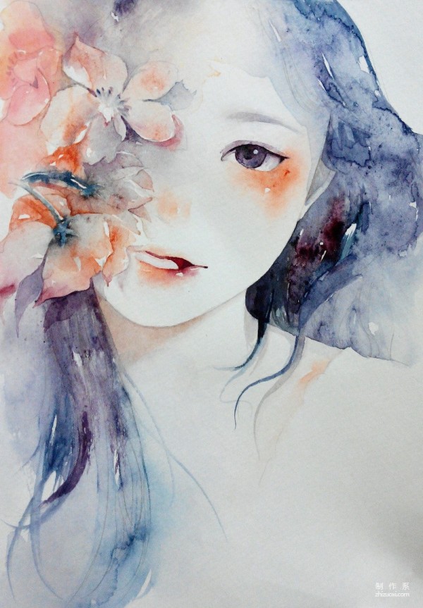 A fresh watercolor painting of such a beautiful character