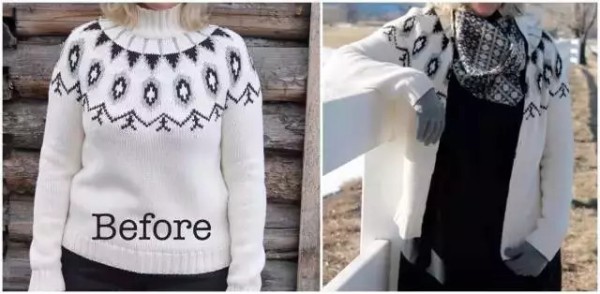 DIY Illustrated Tutorial on Cutting Old Sweaters into Cardigans