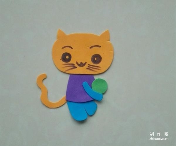 Childrens handcrafts use sponge paper to make cute cats, toddlers and childrens creative pasting paintings