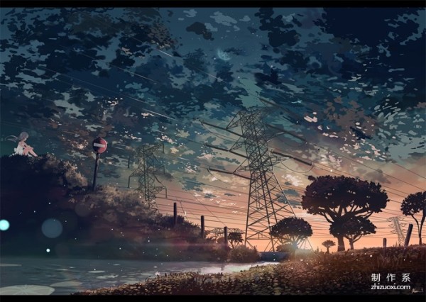 Super beautiful scene 2D illustration