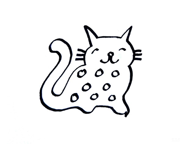 Learn to draw simple strokes, tutorial on how to draw a spotted cat