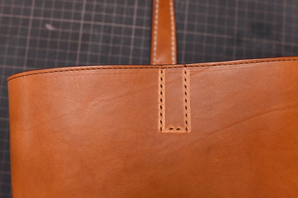 DIY hand-stitched Italian leather tote bag