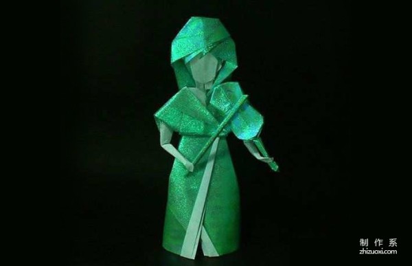 Paper art handmade origami art, Hojo Takashi character origami violin musician female violinist handmade origami drawing tutorial