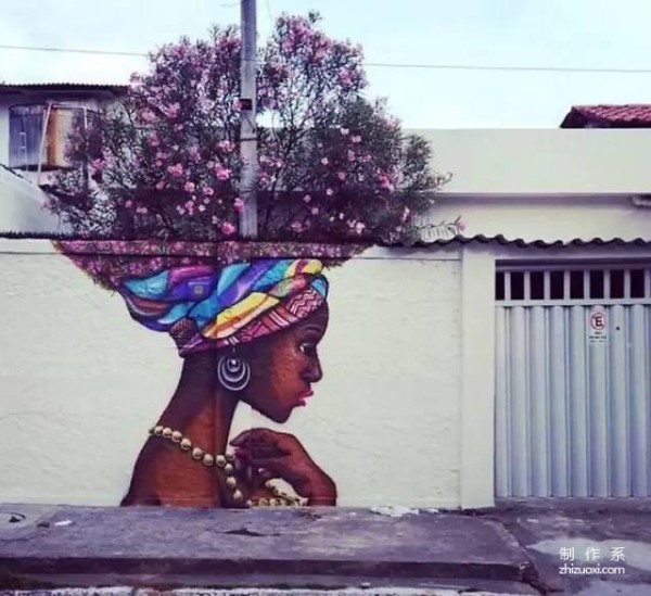 Street art that combines painting and nature