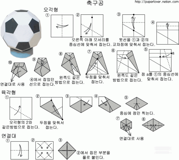 Paper art handmade origami art, combination origami plug football handmade origami illustrated tutorial