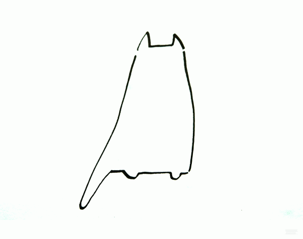 Learn to draw simple strokes, long-haired kitten