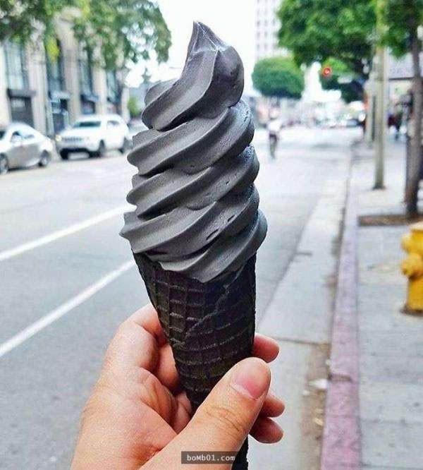 Pure black activated carbon ice cream tastes very good