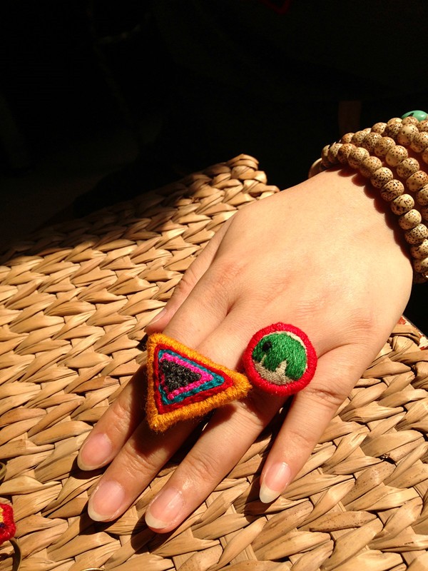 Hand Embroidery DIY Creative Handmade Ring Cute Literary Ring Grand Slam