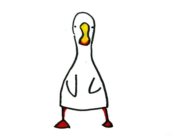 Learn to draw a simple drawing, a little duck on the front