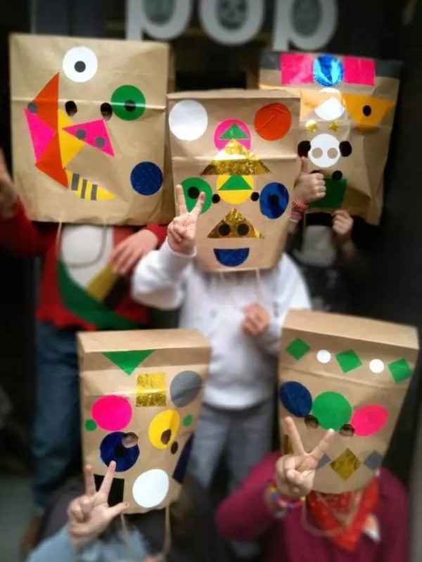 Illustration of handmade little cat mask in kindergarten