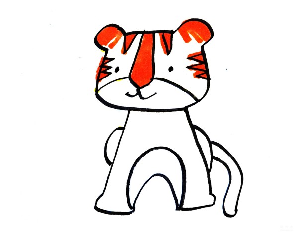 Learn to draw simple strokes, tutorial on how to draw a little tiger